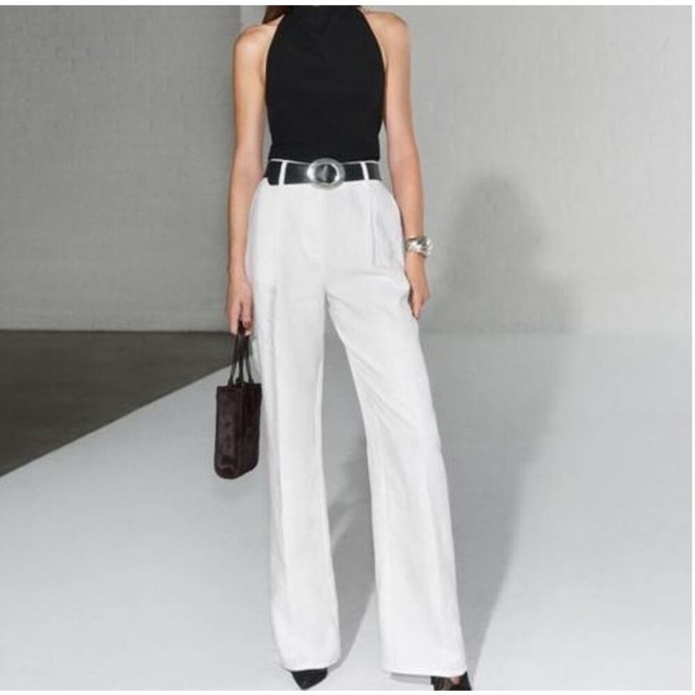 St. John Diana Wide leg Trousers in Caviar Twill Fabric